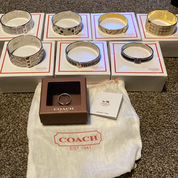 Authentic Coach Bangles Signature Logo Patterns Styles Size 7 Ring Silver Gold - Picture 14 of 16